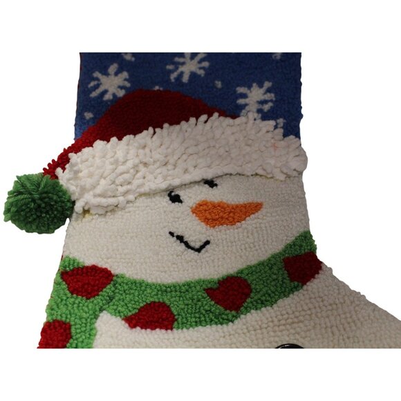 Hooked 3D Snowman Christmas Stocking 15” Needle Punch w/Pom-Pom & Snowflake Desi - Picture 7 of 9